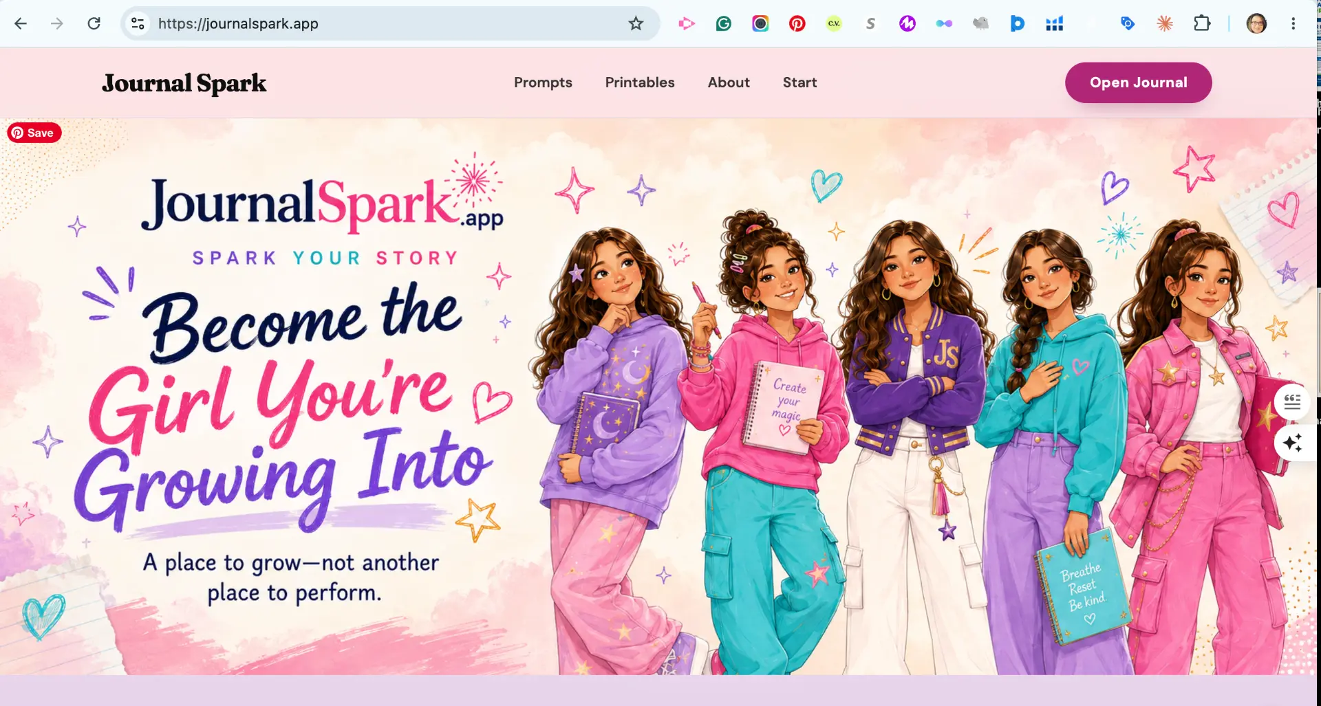 Journal Spark app home screen