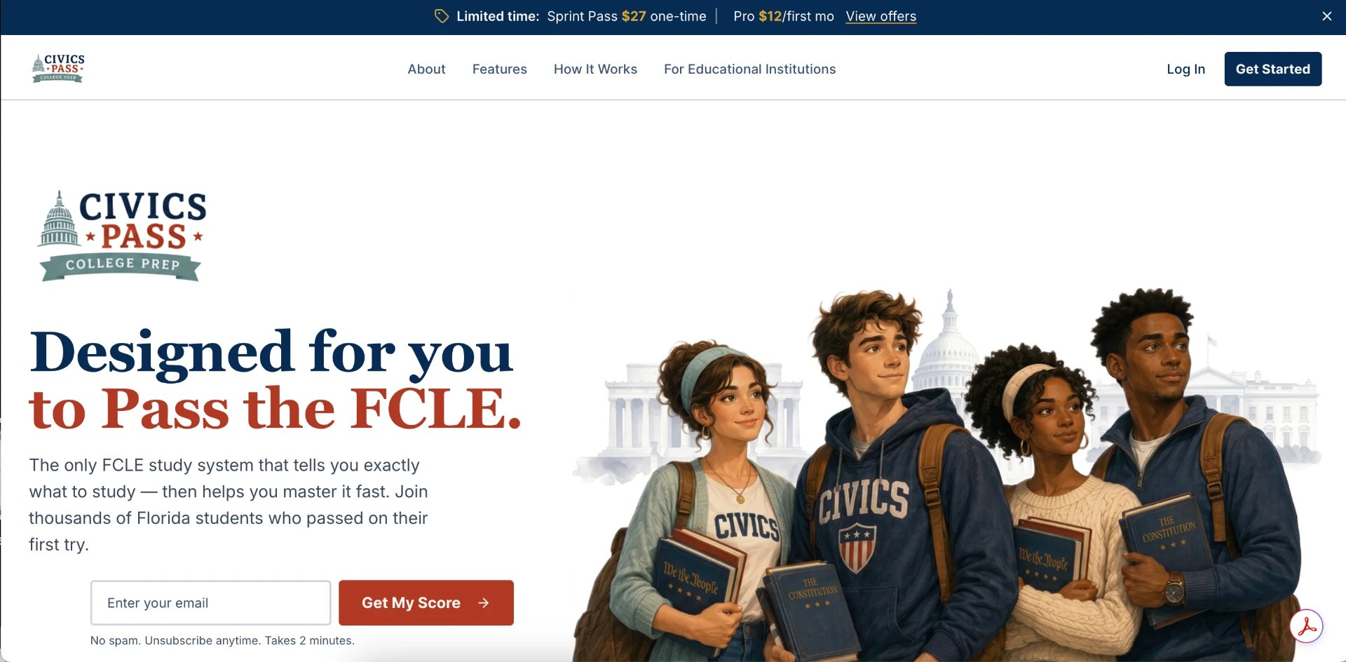 CivicPass Prep FCLE study platform homepage